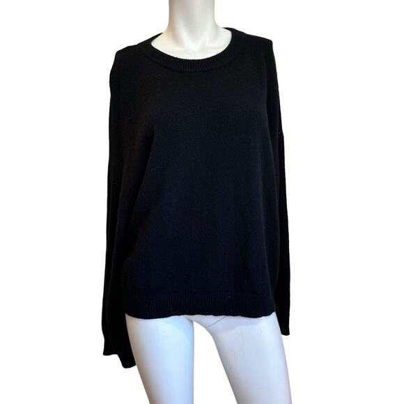 LouLou Studio Black Wool Yak Blend Crewneck Oversized Boxy Wide Sleeve Sweater S - Picture 1 of 7
